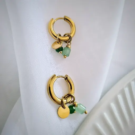 Green Chuncky Round Hoops